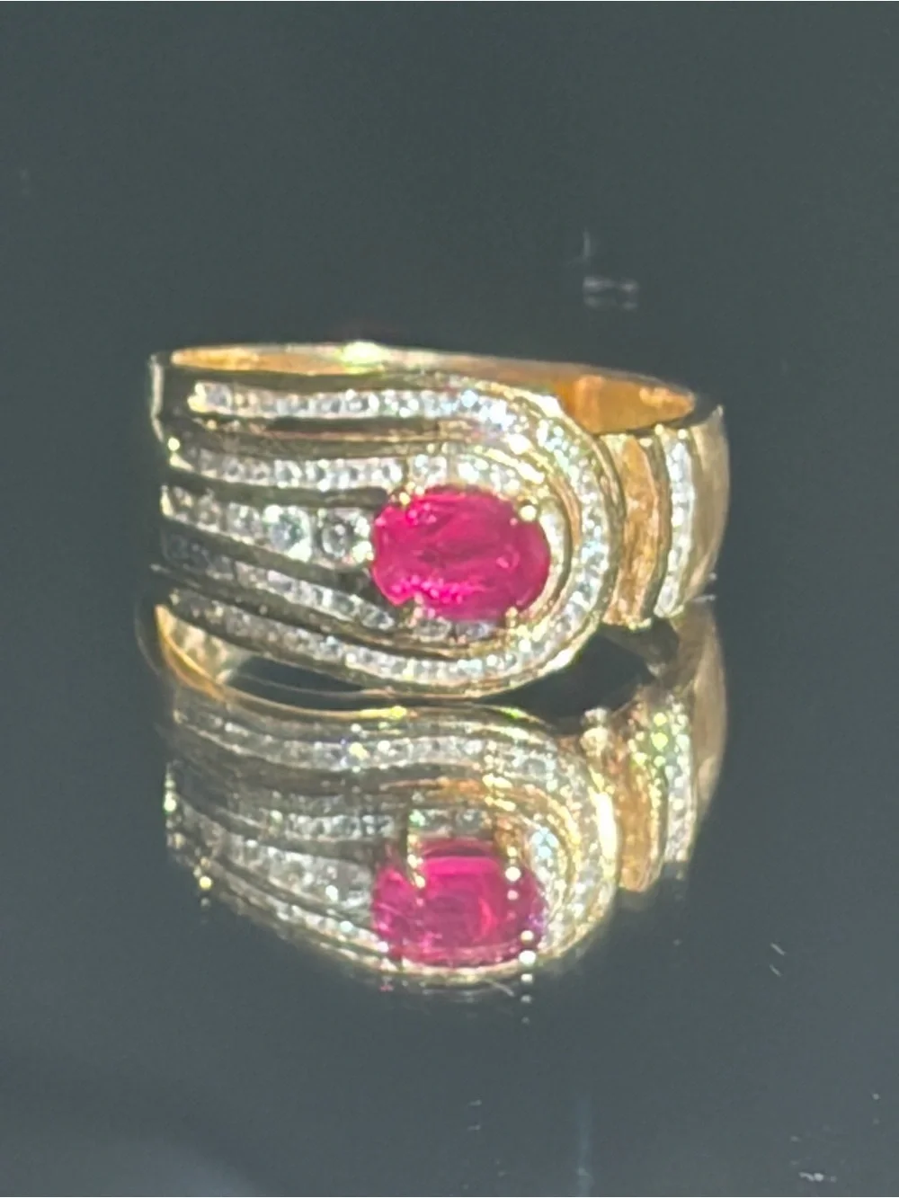 Vintage 18K Gold Ruby Diamond Ring | 8.26  Grams | Estate Jewelry  7